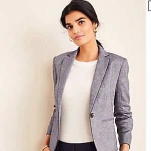 Ann Taylor Newbury blazer with piped chambray.